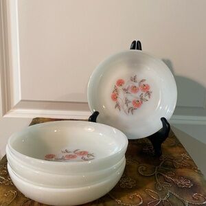 Set of 4 Fire King milk glass bowls